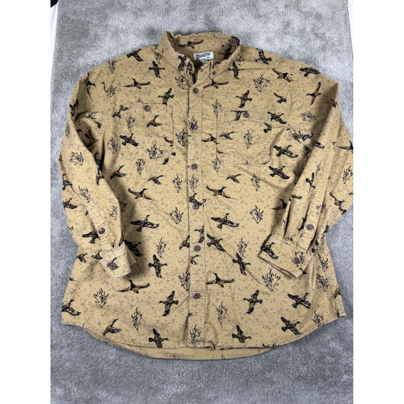 Duluth Trading Co Other - Duluth Trading Co Mens 2XL Tall Relaxed Fit Mallard Duck Print Cotton Shirt Tan